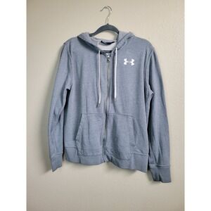 Under Armour Mens Gray Long Sleeve Full Zip Loose Fit Hoodie Sweatshirt L